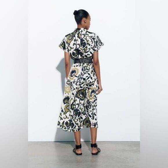 Zara Printed Belted Shirt Dress New - Picture 5 of 5